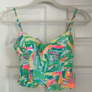Lilly Pulitzer Green and Pink Cropped Tank